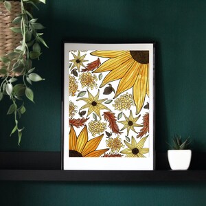 Sunflower Watercolor and Pen Painting