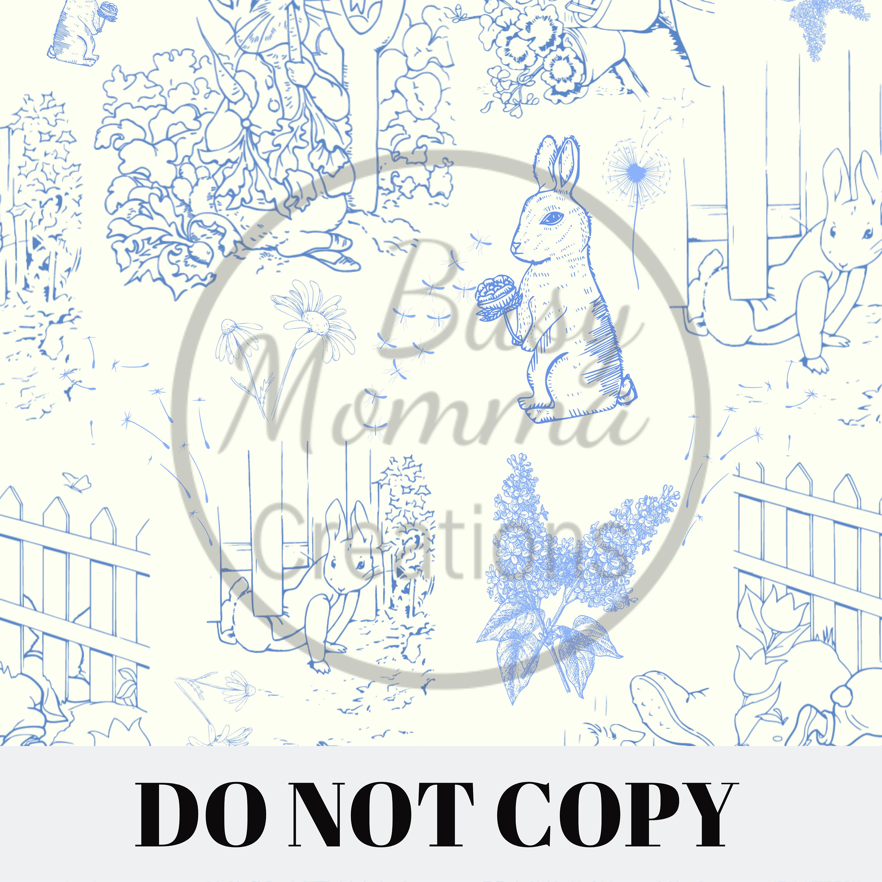 Peter Rabbit Toile Blue Fabric Digital File SEAMLESS Paper,digital