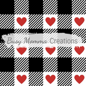 Hearts & Plaid Fabric Digital File- SEAMLESS Paper,Digital,Background,Design,Printable,Print,Pattern