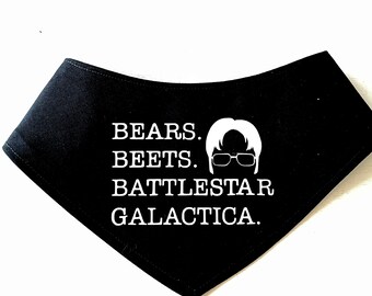 Bears Beets Battlestar Galactica Dog Bandana | Dwight Schrute Pet Bandana |The Office Bandana | Dog Scarf | The Office Dog Bandana