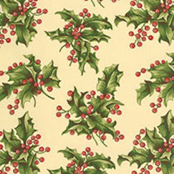 Joy Joy, Holly, PWAC019.0ECRU, color Ecru, by April Cornell, (1/2 yard continuous cuts)