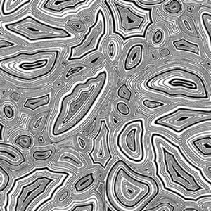 May include: Black and white abstract pattern with a swirling, organic design. The pattern resembles a close-up of a rock or mineral.