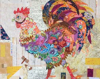 Teeny Tiny COLLAGE quilt patterns Group #6 instructions by Laura Heine-ROOSTER HEN and Bee