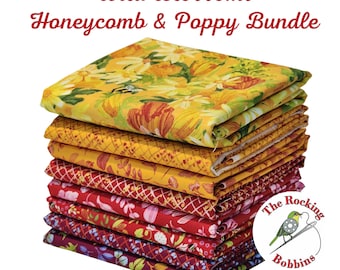 Wild Blossoms, Honeycomb & Poppy Bundle of 8 Pre-cut Prints, by Robin Pickens