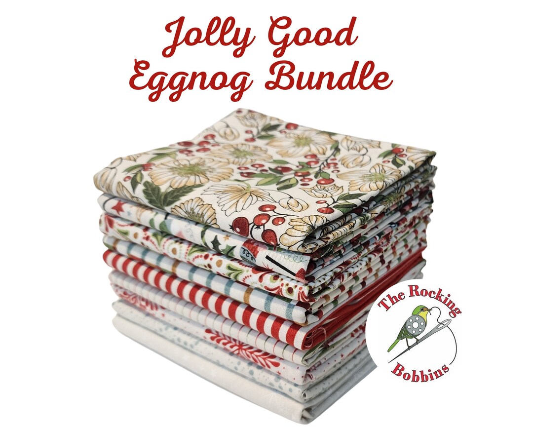Jolly Good, Eggnog Bundle of 9 Precut Prints, by Basic Grey for Moda