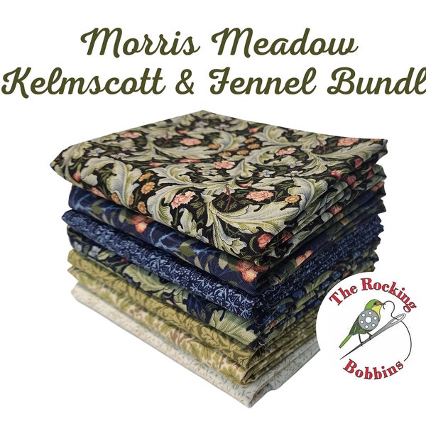 Morris Meadow, Kelmscott & Fennel Bundle of 7 pre-cut prints, by Barbara Brackman for Moda Fabrics, (1/4 yards, 1/2 yards and FQ Available)