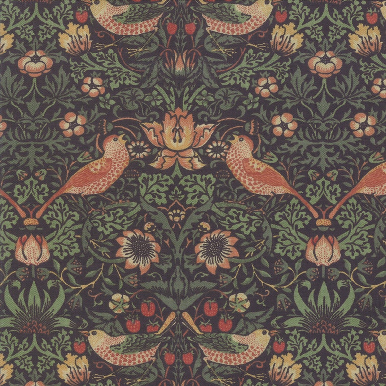color Ebony Best of Morris Fall Strawberry Thief 12 yard continuous cuts 33490.17 1883 Replica,