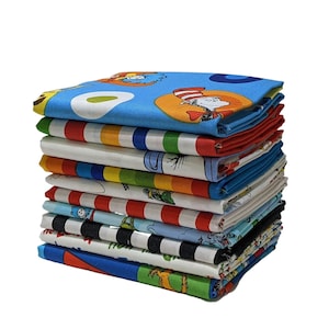 Dr. Seuss, Celebrate Seuss, Bundle of 10 Pre-cut prints, by Robert Kaufman (available in 1/4 and 1/2 yard cuts)