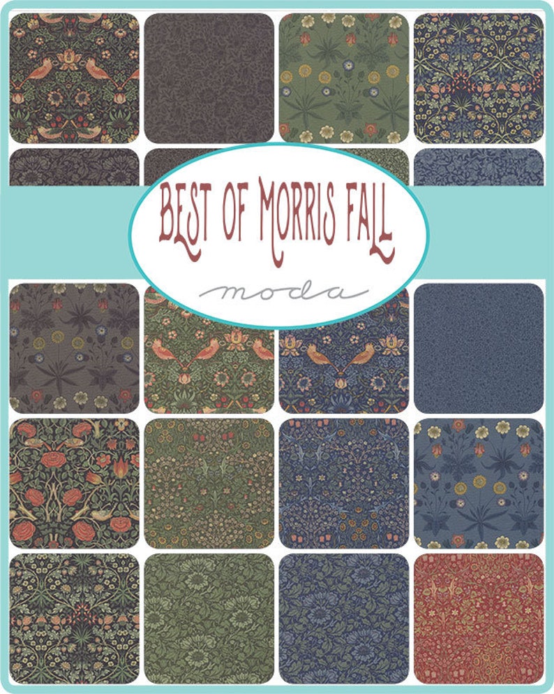 color Ebony Best of Morris Fall Strawberry Thief 12 yard continuous cuts 33490.17 1883 Replica,
