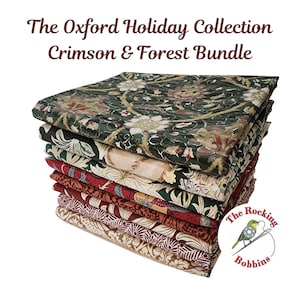 The Oxford Holiday Collection, Crimson and Forest Bundle of 8 prints from Morris & Co. by Free Spirit Fabrics, (1/2 yards and FQ Available)