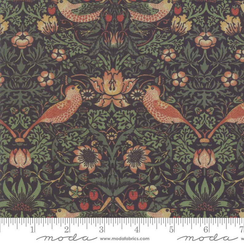 color Ebony Best of Morris Fall Strawberry Thief 12 yard continuous cuts 33490.17 1883 Replica,