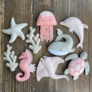 Under The Sea Garland, Wool Felt, Baby Girl Bunting, Ocean Nursery Decor, Baby Shower, Ocean Animal Nursery, Sea Life Nursery, Felt Banner