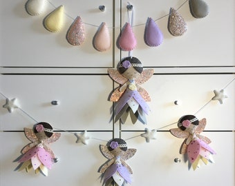 Felt Fairy Nursery Decor Set, Garland and Ornament