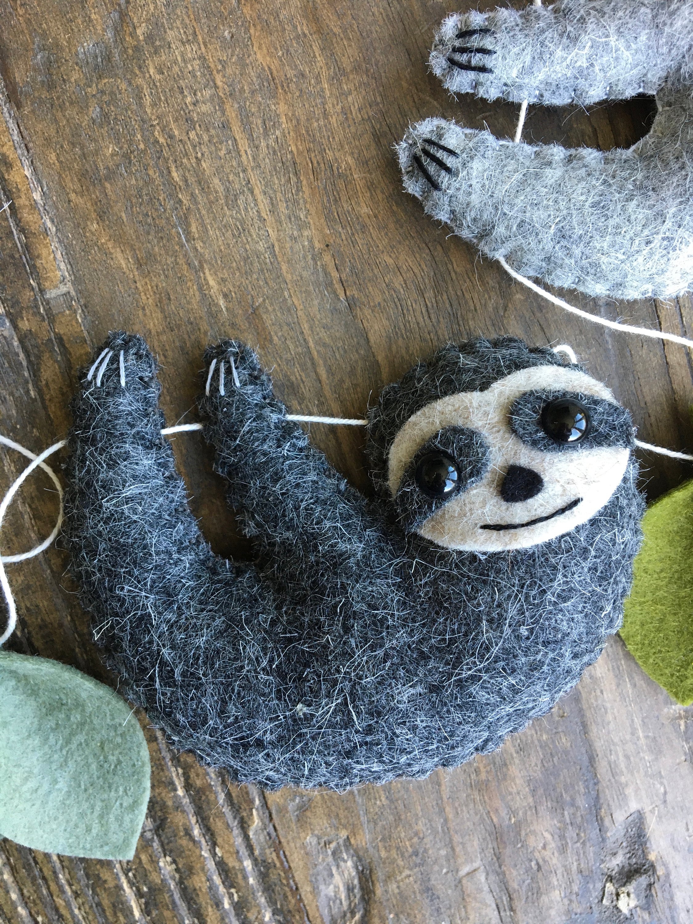 Wool Felt Sloth Garland, Baby Nursery, Sloth Bunting, Sloth Banner ...
