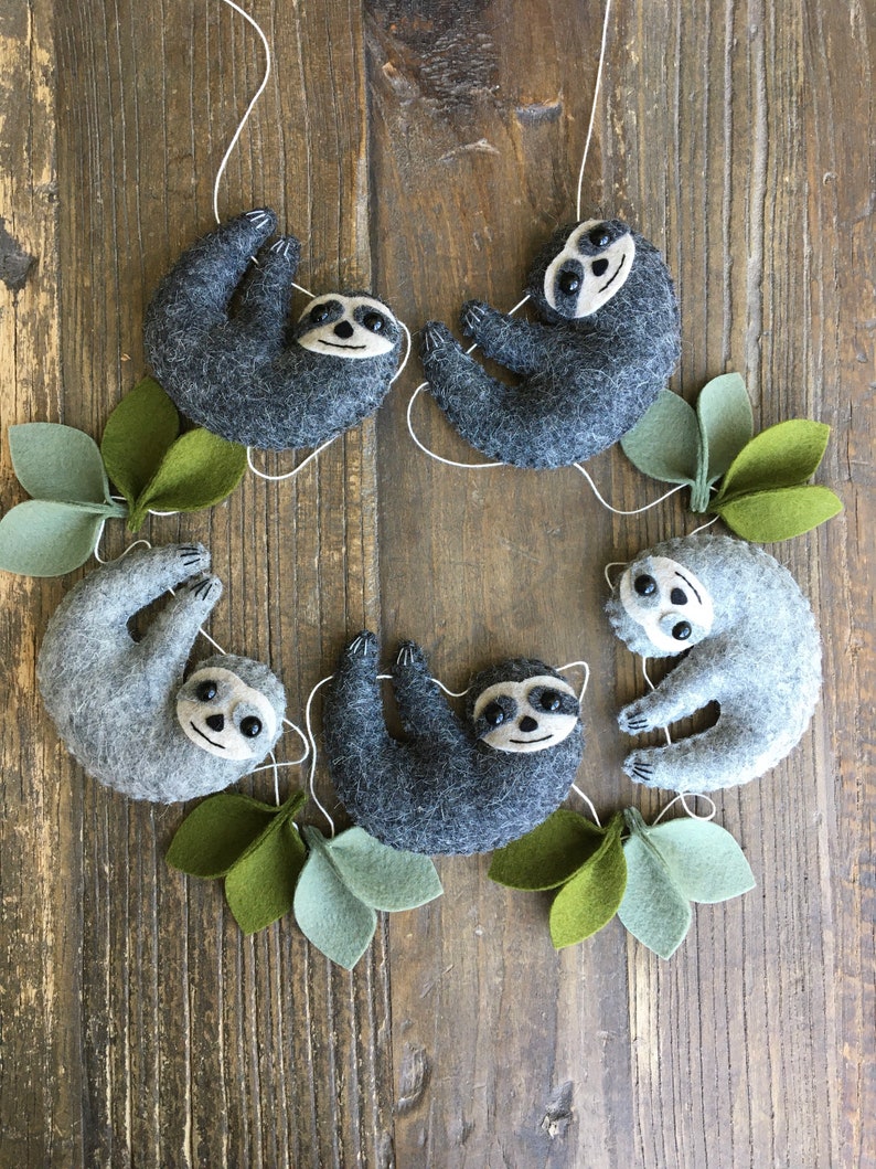 Wool Felt Sloth Garland Baby Nursery Sloth Bunting Sloth