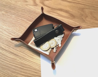 Personalised Italian Leather Valet Tray, Catch All, Desk Tidy Organiser