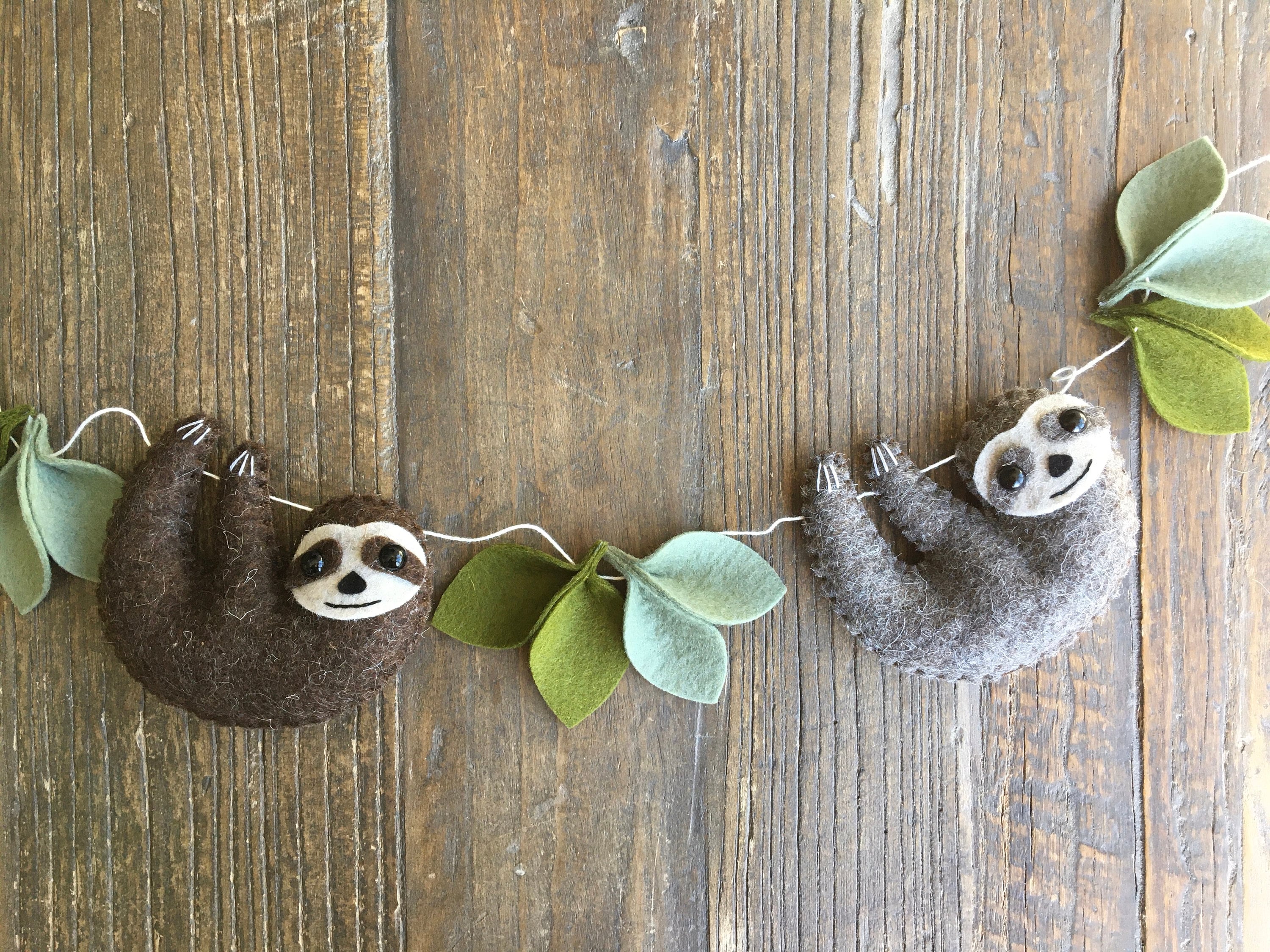 Wool Felt Sloth Garland, Natural Nursery Decor - Etsy