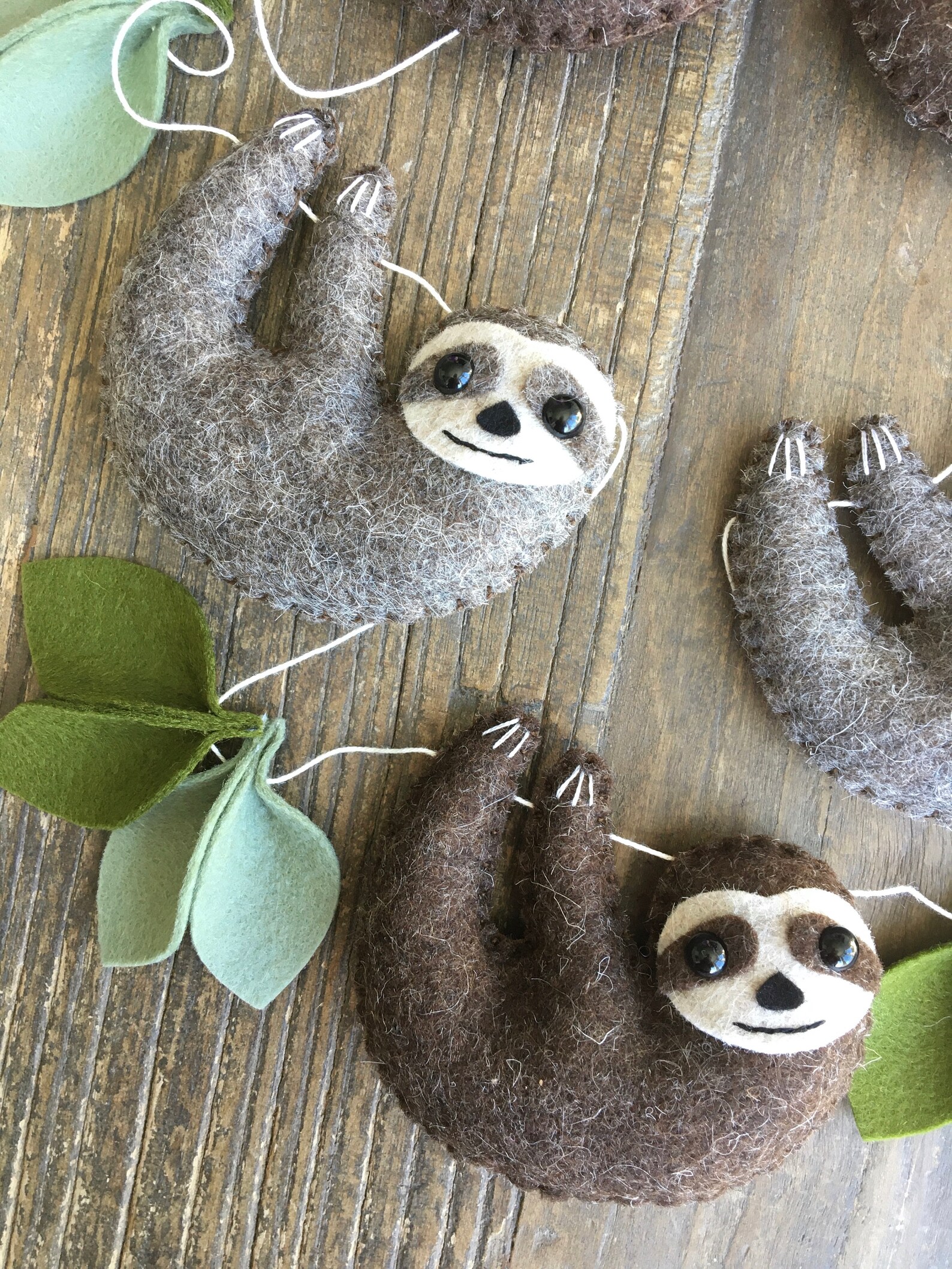 Wool Felt Sloth Garland, Natural Nursery Decor - Etsy