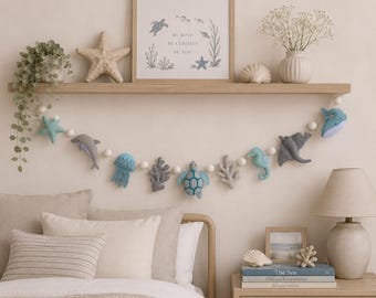 Wool Felt Under The Sea Garland, Ocean Nursery Decor
