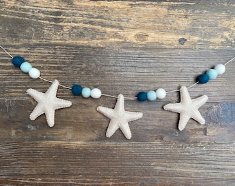 Wool Felt Starfish Garland, Ocean Nursery Decor