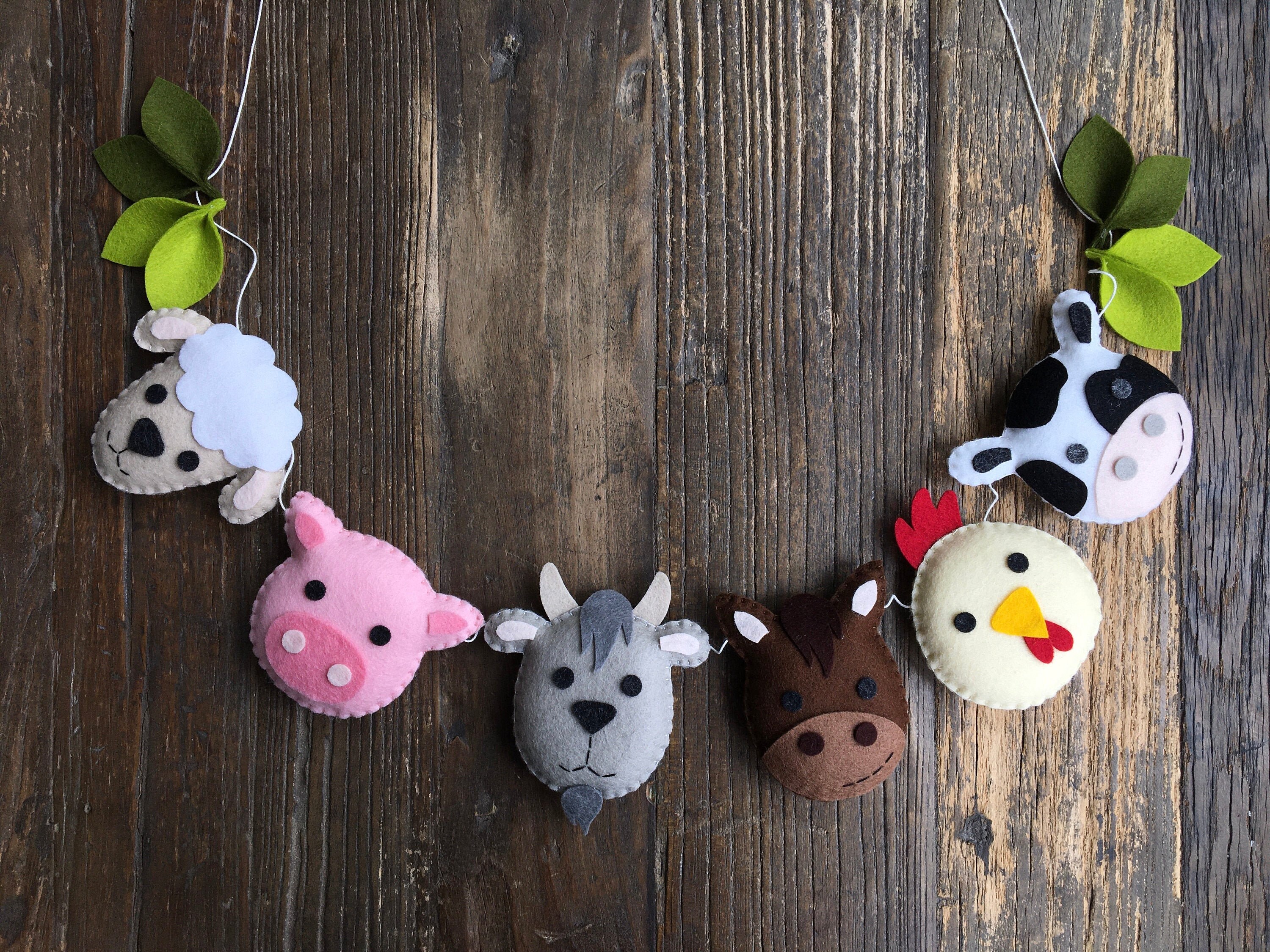 Farm Animal Garland 100 Wool Felt Baby Bunting Nursery Etsy Israel
