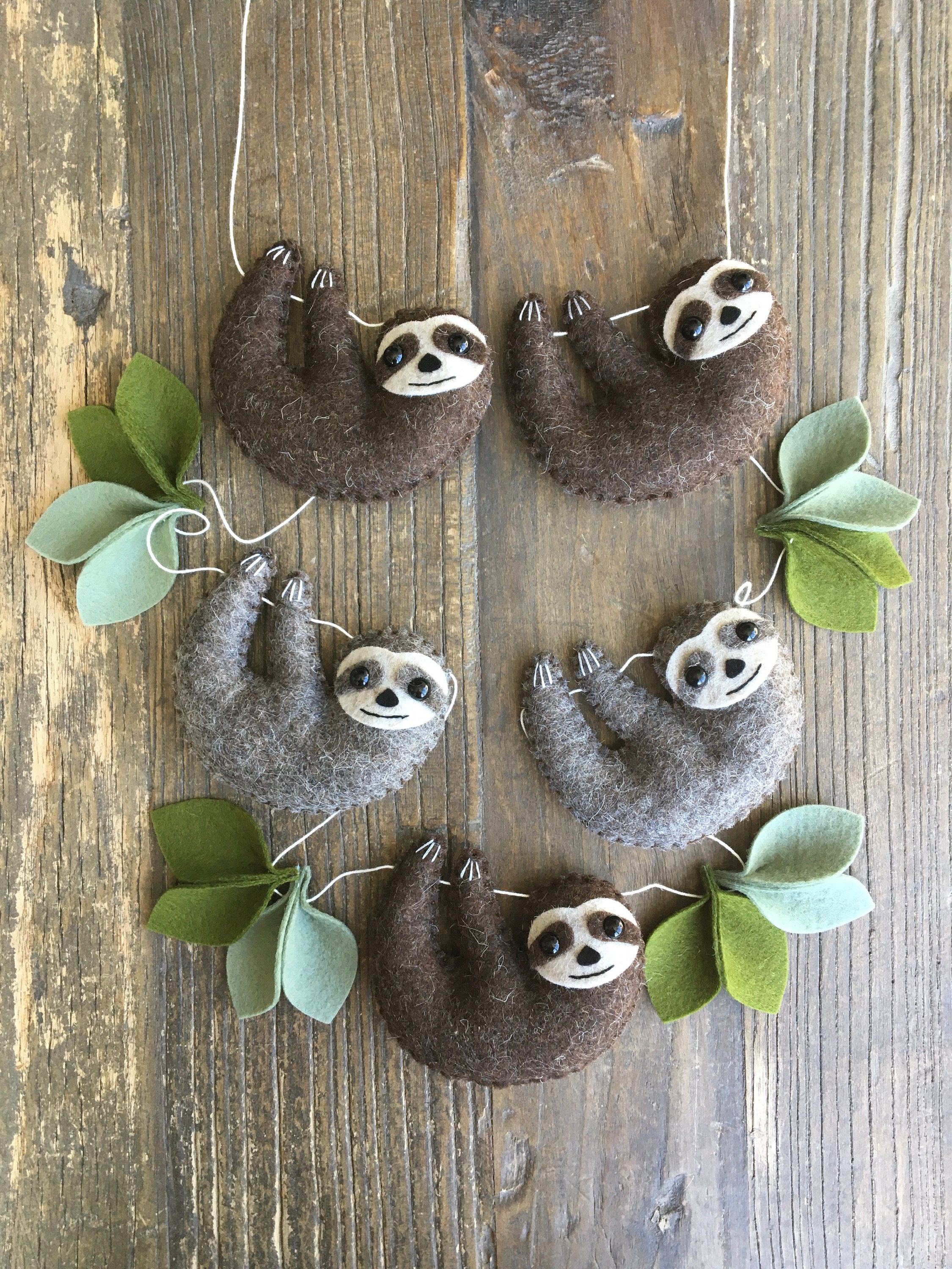 Wool Felt Sloth Garland, Natural Nursery Decor - Etsy