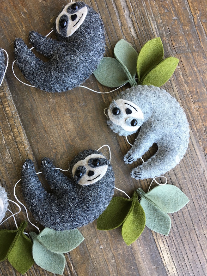 Wool Felt Sloth Garland Baby Nursery Sloth Bunting Sloth - Etsy UK