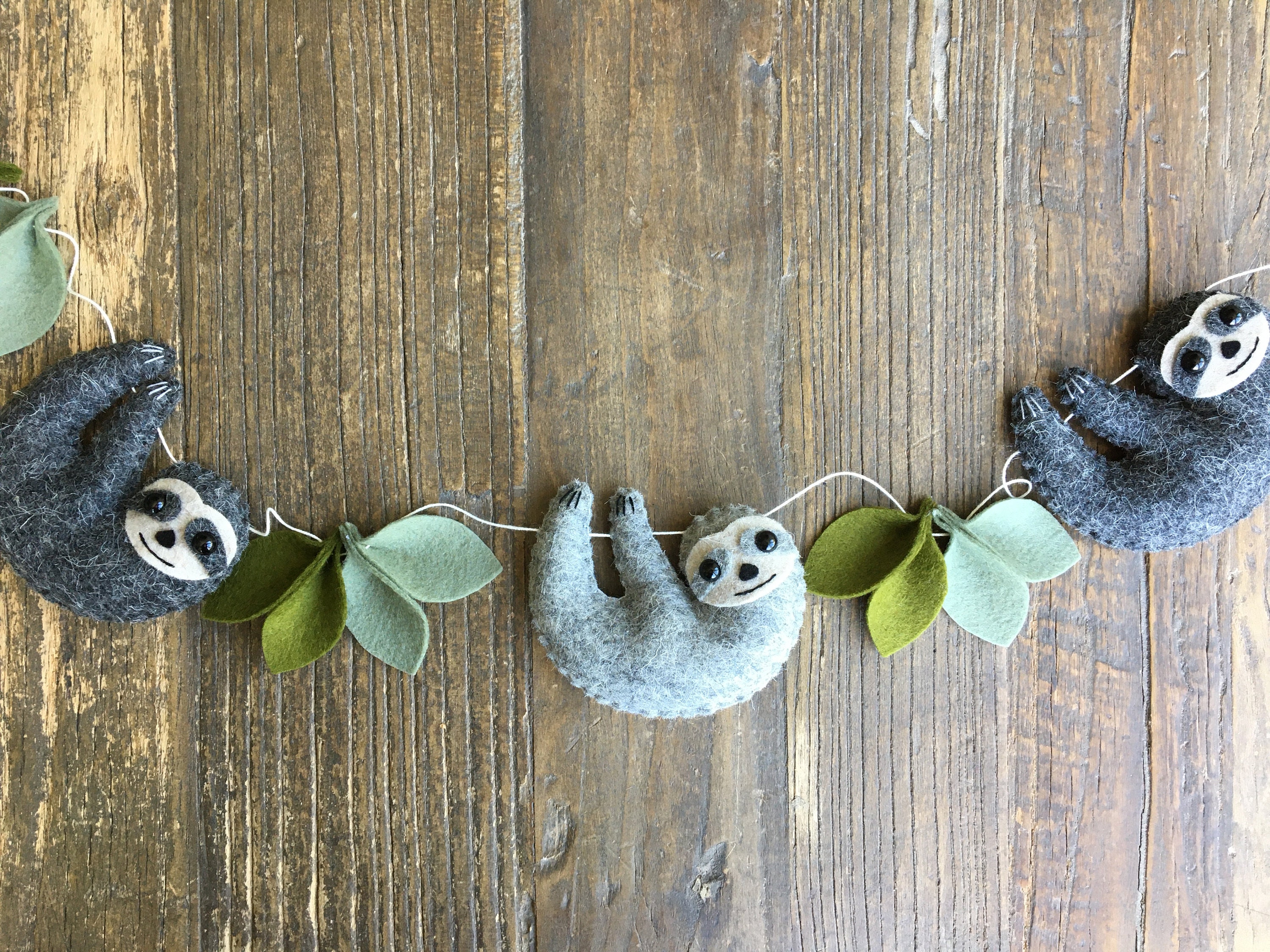 Wool Felt Sloth Garland Baby Nursery Sloth Bunting Sloth Etsy