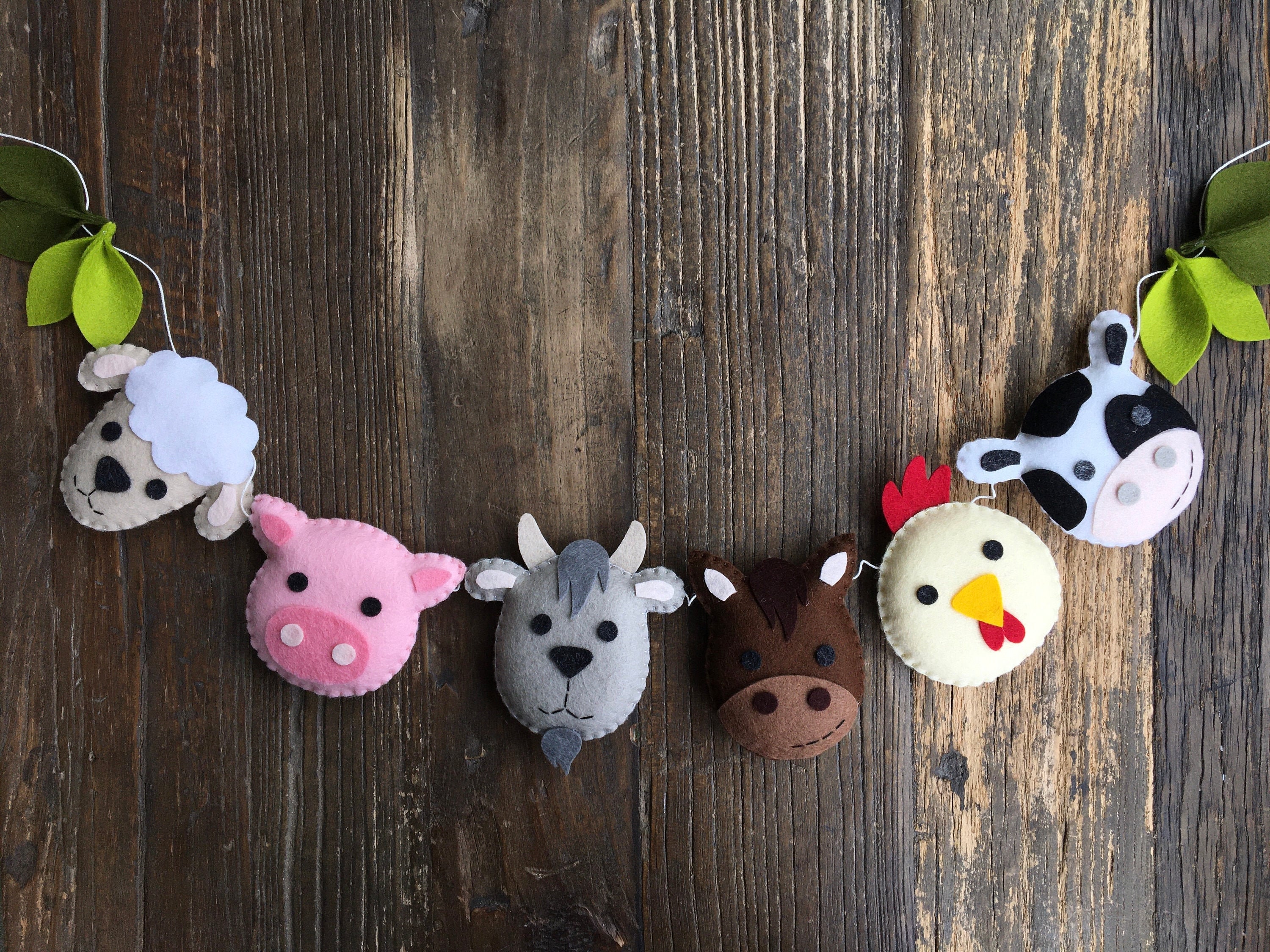 Farm Animal Garland 100 Wool Felt Baby Bunting Nursery Etsy