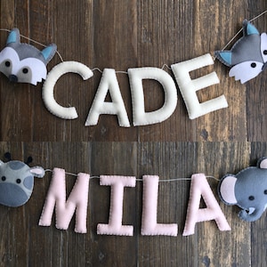 Felt Name Garlands, Name Banner, Baby Shower Decoration, Baby Bunting, Nursery Decor, Felt Letter, Wool Felt, Woodland Nursery, Personalise