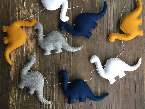 Wool Felt Dinosaur Bunting, Nursery Banner, Dino Party Decor