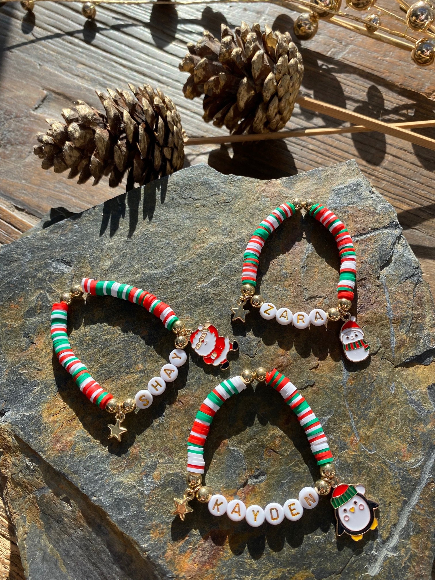 Personalised Christmas Bracelet, Stocking Filler, Friendship Bracelet, Charm Bracelet, Xmas Gift, BFF Gifts, Personalised Jewellery