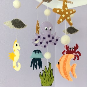 Underwater Baby Mobile, Sea Creatures, Ocean Animals, Underwater Nursery, Felt Mobile, Nursery Decor, Ocean Nursery, Baby Shower, Octopus