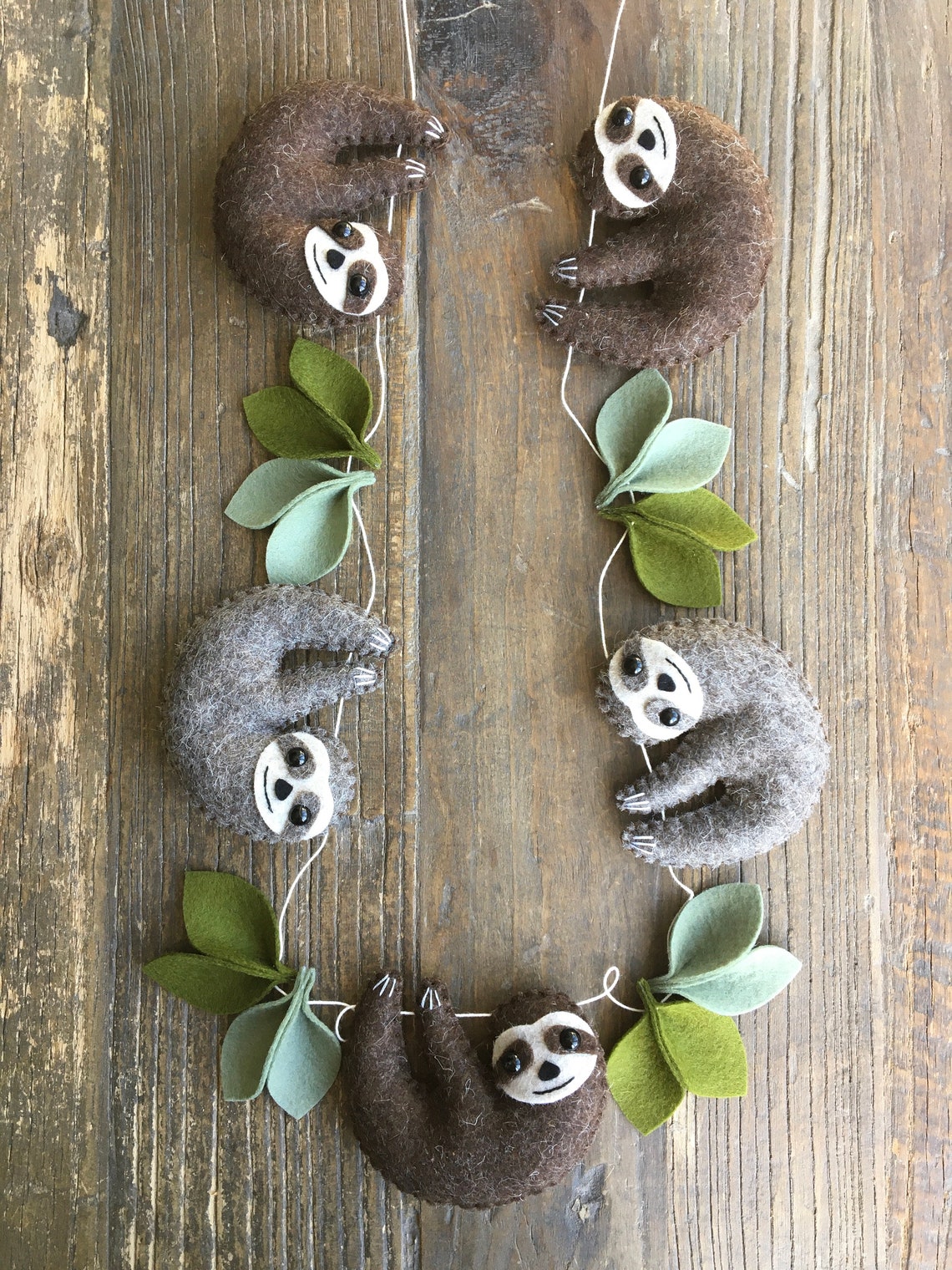 Wool Felt Sloth Garland, Baby Nursery, Sloth Bunting, Sloth Banner ...