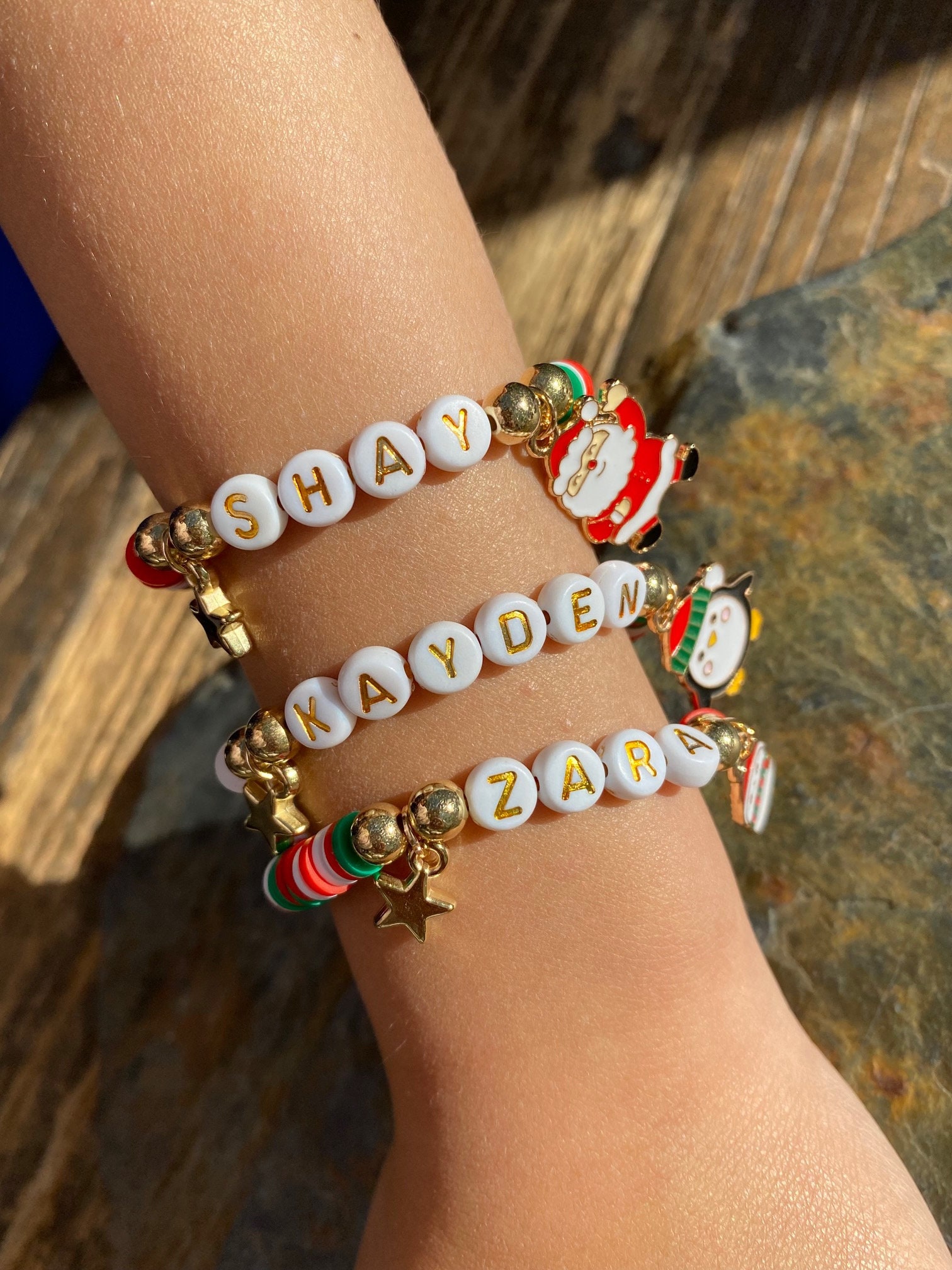 Personalised Christmas Bracelet, Stocking Filler, Friendship Bracelet, Charm Bracelet, Xmas Gift, BFF Gifts, Personalised Jewellery