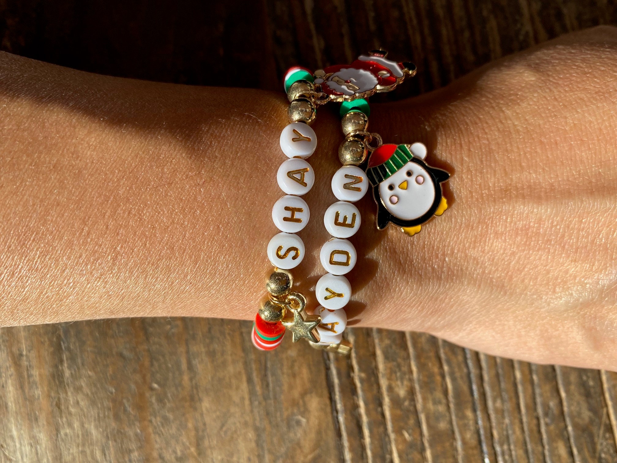 Personalised Christmas Bracelet, Stocking Filler, Friendship Bracelet, Charm Bracelet, Xmas Gift, BFF Gifts, Personalised Jewellery