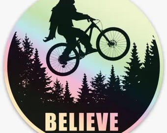 Yeti Mountain Bike Sticker: Bigfoot Sticker, Yeti Sticker, Mountain Biking Sticker, Holographic,