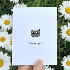Merci chat noir / blanc / gingembre Carte de vœux