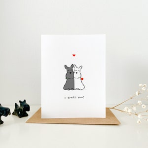 Carte Wuff You Black ou White Scottie Dog Scottish Terrier