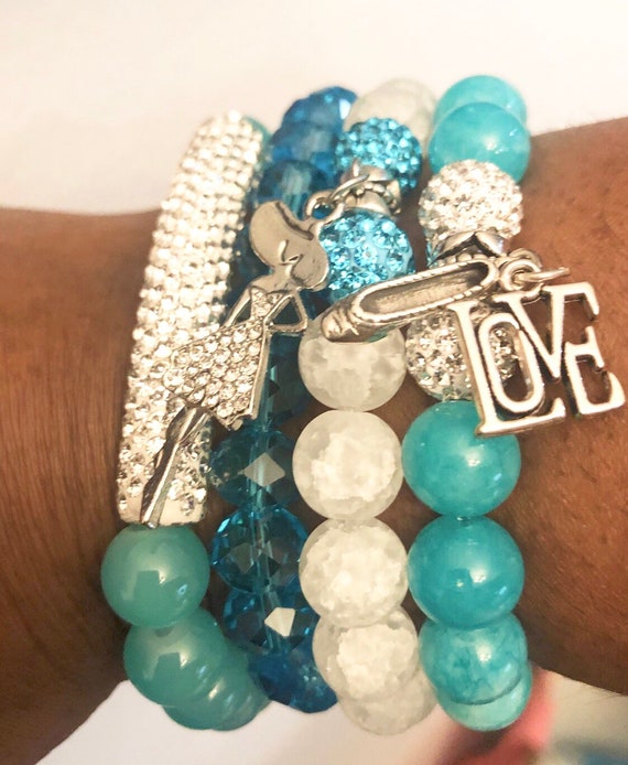 Tieks Inspired Arm Candy Beaded Bracelet Stack With Charms Etsy