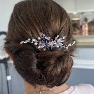 Lilac hair comb, Purple Bridal hairpiece, Violet Wedding hairpieces, Lilac Hair clip, Lavender headpiece Amethyst hair comb, Prom hair comb
