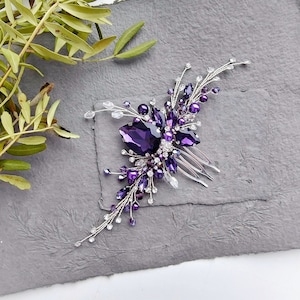 Purple hair comb Lilac hair comb, Purple Bridal hairpiece, Violet Wedding hairpieces, Lilac Hair clip, Lavender headpiece Amethyst hair comb