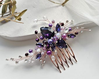 Purple hair pin Lavender hair pin Lavender hair comb Bridal hair piece Purple hair accessory Lilac hair piece Lilac hair pin Lilac jewelry