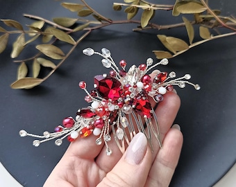 Chargances, pettine per capelli con perline di cristallo blu e verde, per donne e ragazze, accessorio per capelli da sposa, accessorio per capelli bohémien, per occasioni speciali