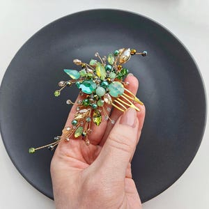 Peigne émeraude Extension de cheveux émeraude Bandeau vert émeraude menthe Peigne vert Bijoux pour cheveux émeraude Peigne vert émeraude