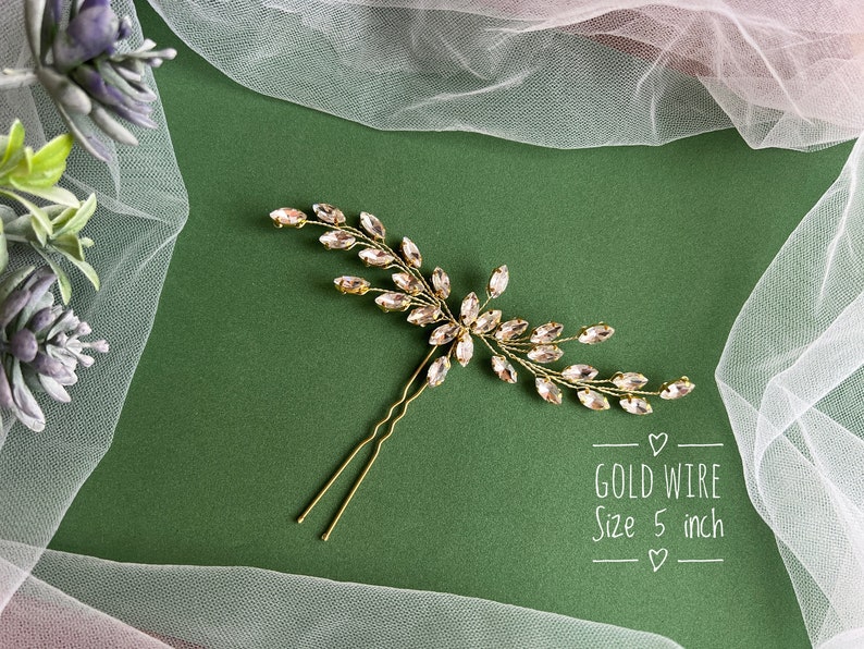 Crystal Bridal Hair Pins Rose Gold Bridal Hair Piece Wedding Etsy