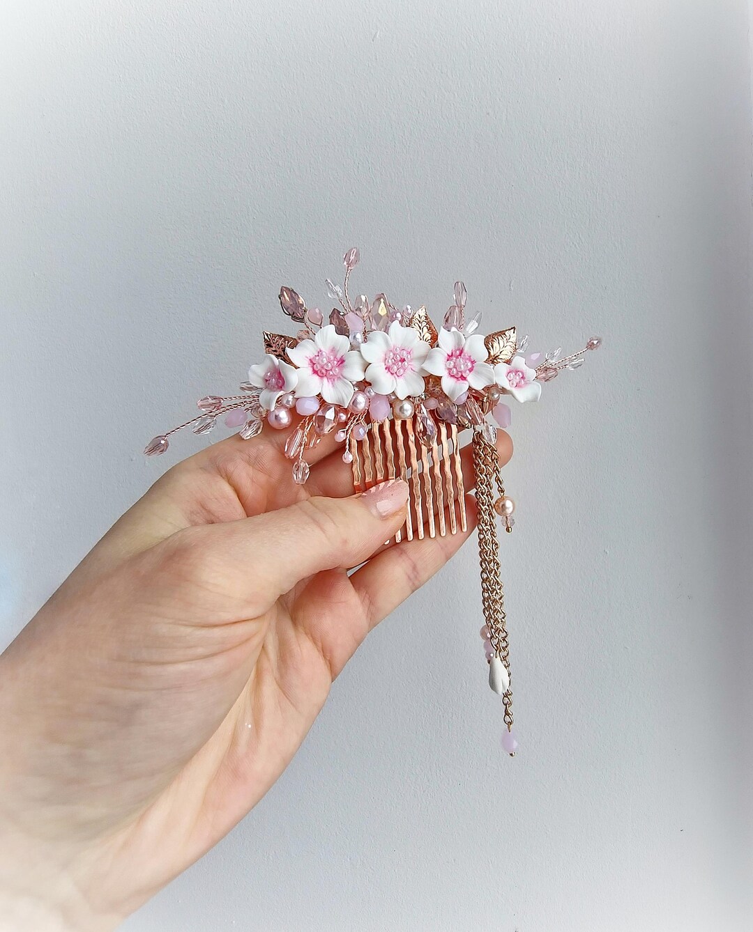 Gold Silver Flower Wedding Hair Combs Clips