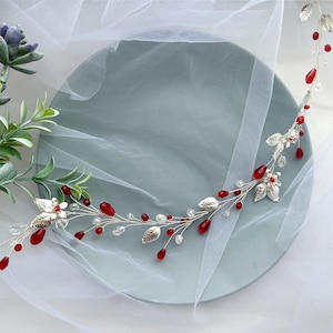 Red hair vine Wedding burgundy hair piece Red hair accessories Red Bridal hair vine Red headband Red tiara Red hair jewelry