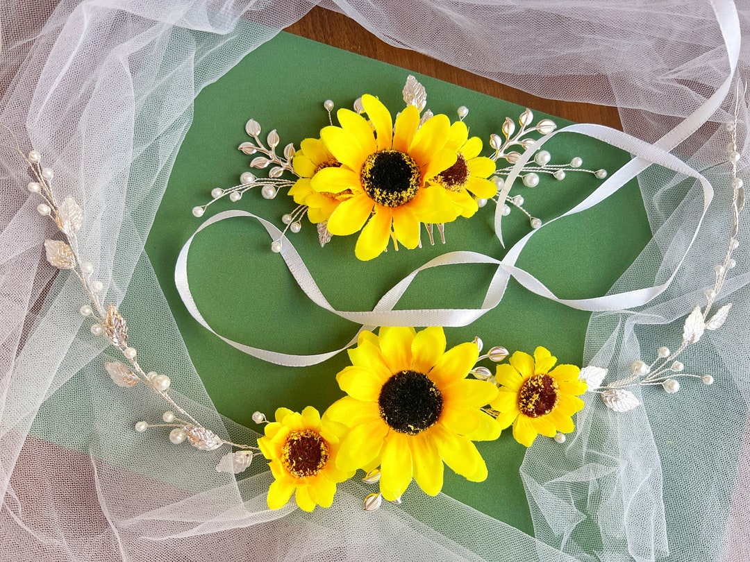 Sunflower Hair Accessory Sunflower Hair Piece Sunflower Wedding Clip
