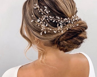 Bridal hair vine Gold hair vine Gold hair piece Bridal hair piece Crystal headband Wedding hair piece Bridal headpiece Bridal hair vine